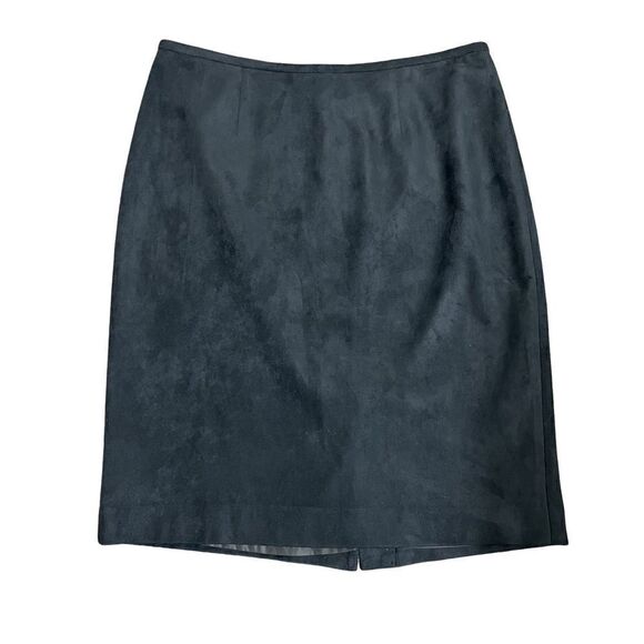 Calvin Klein Deep Charcoal Gray Suede Lined Midi Pencil Skirt (Size: 8) - Picture 1 of 11